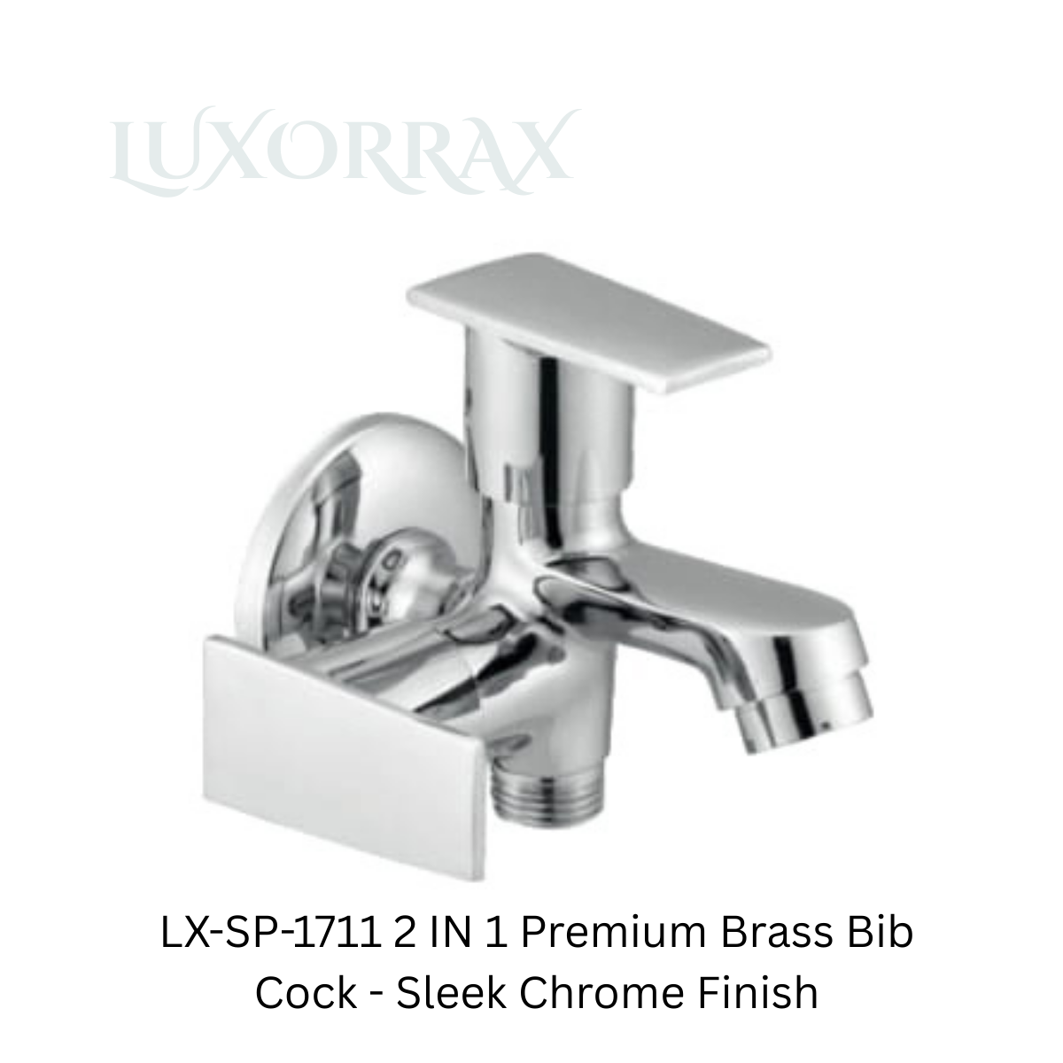 LX-SP-1711  2 IN 1 Premium Brass Bib Cock Sleek Chrome Finish 